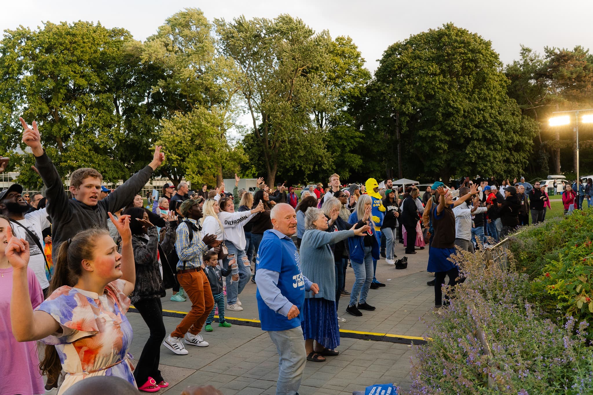 Jesus Festival worship at dusk in Gage Park, Hamilton